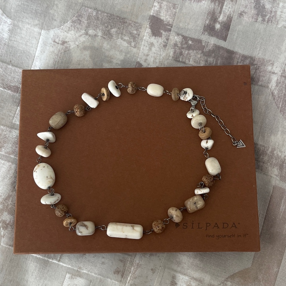 Silpada Multi-Stone Tan Necklace Sterling Silver